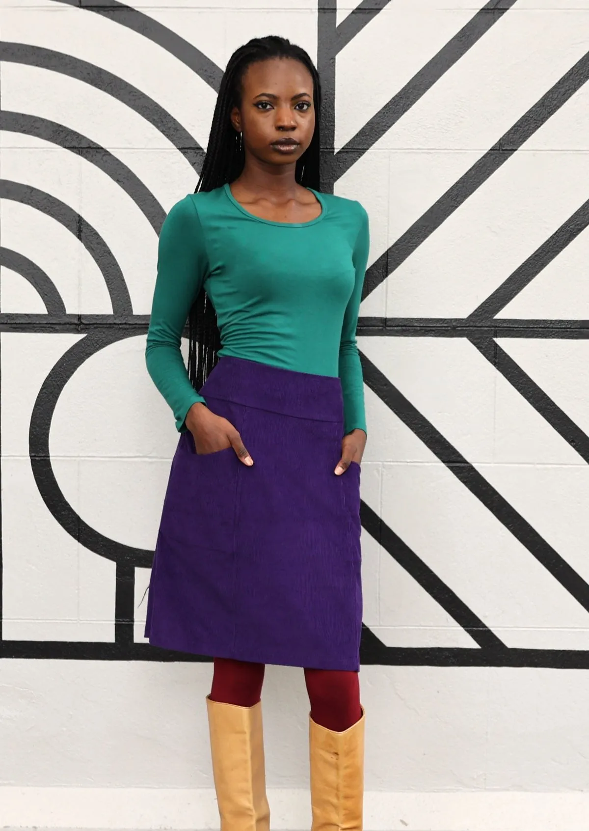 Aalia Corduroy Skirt Parachute Purple