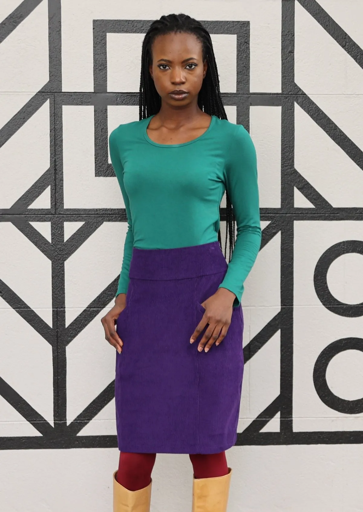 Aalia Corduroy Skirt Parachute Purple