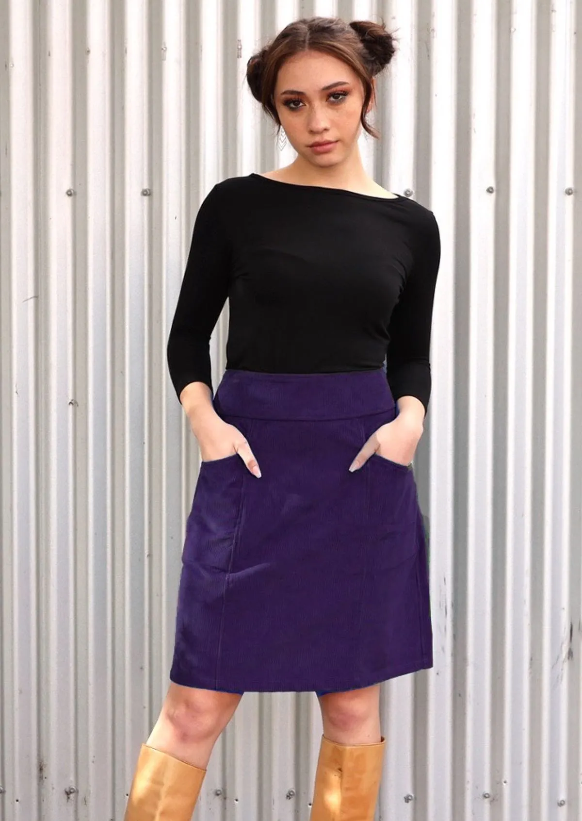 Aalia Corduroy Skirt Parachute Purple