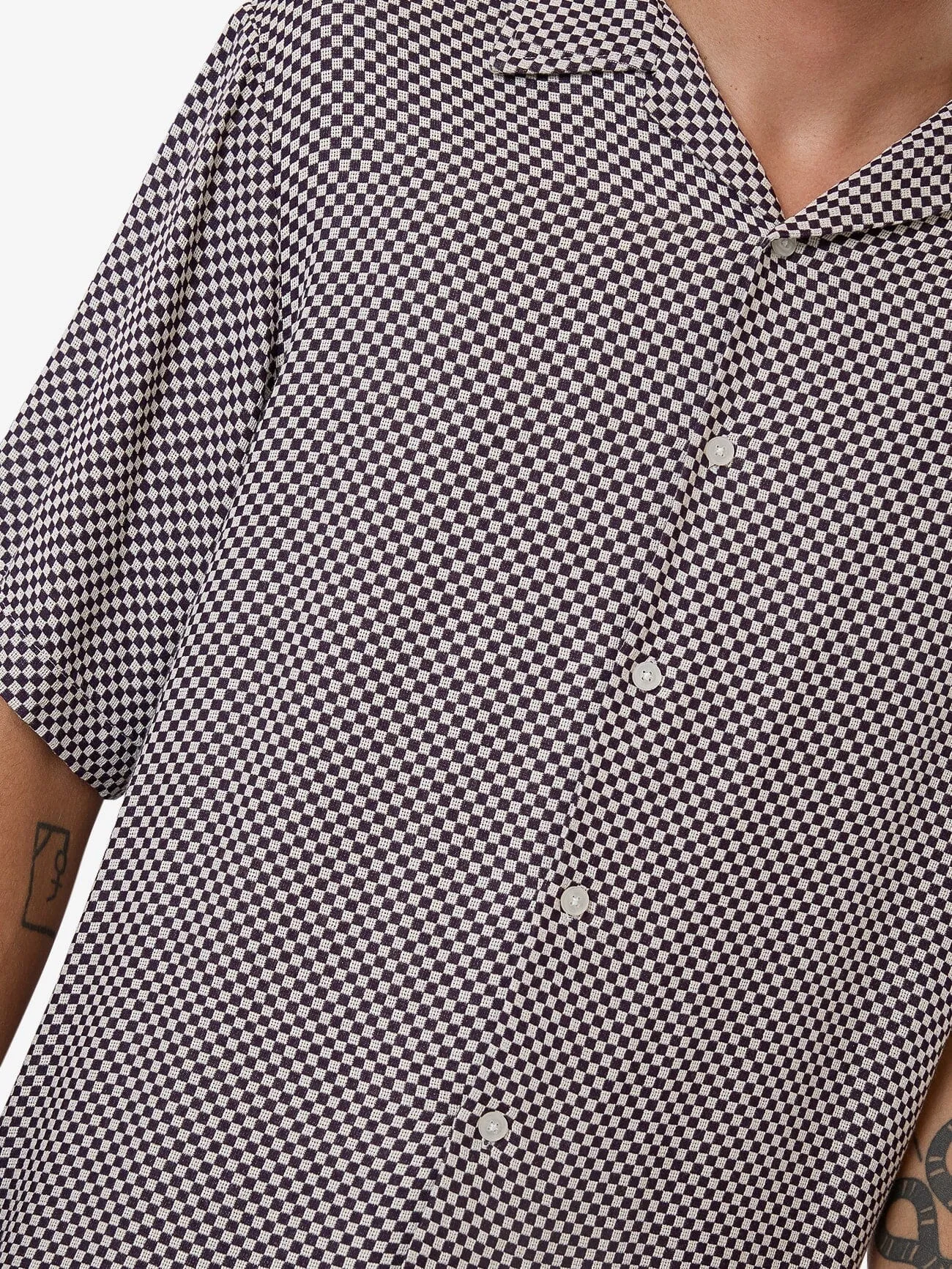 Aalto Bowling Shirt - Heritage White - Purple Pennant