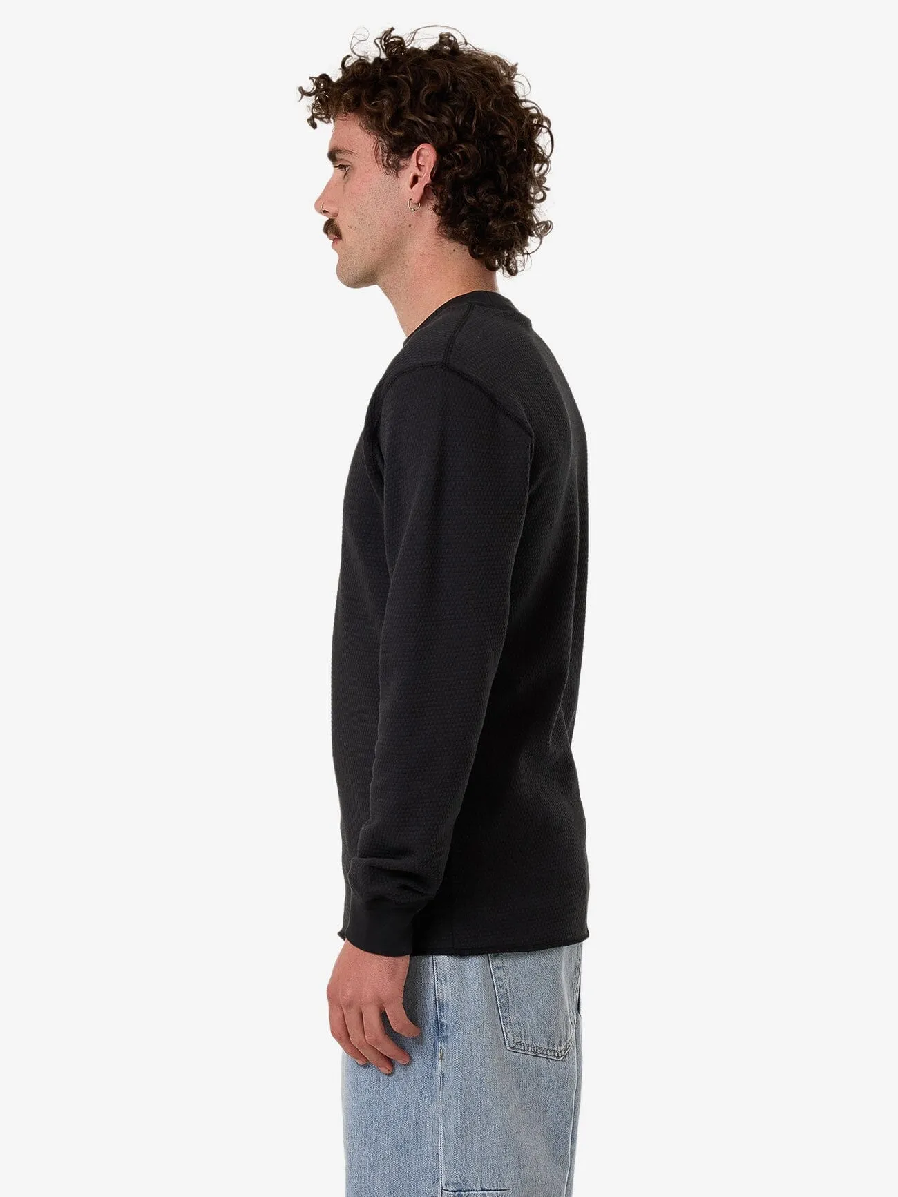 Adapted Waffle Long Sleeve - Faded Black