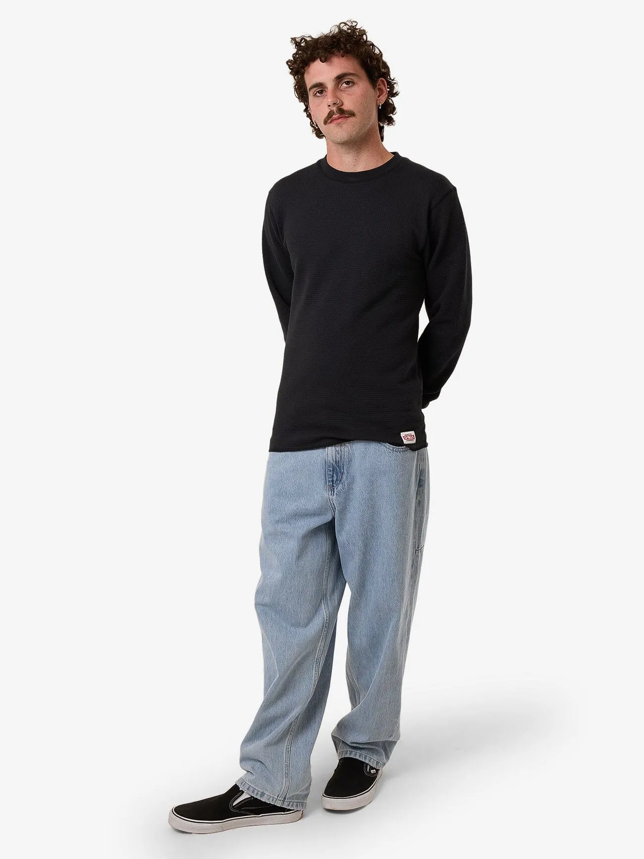 Adapted Waffle Long Sleeve - Faded Black