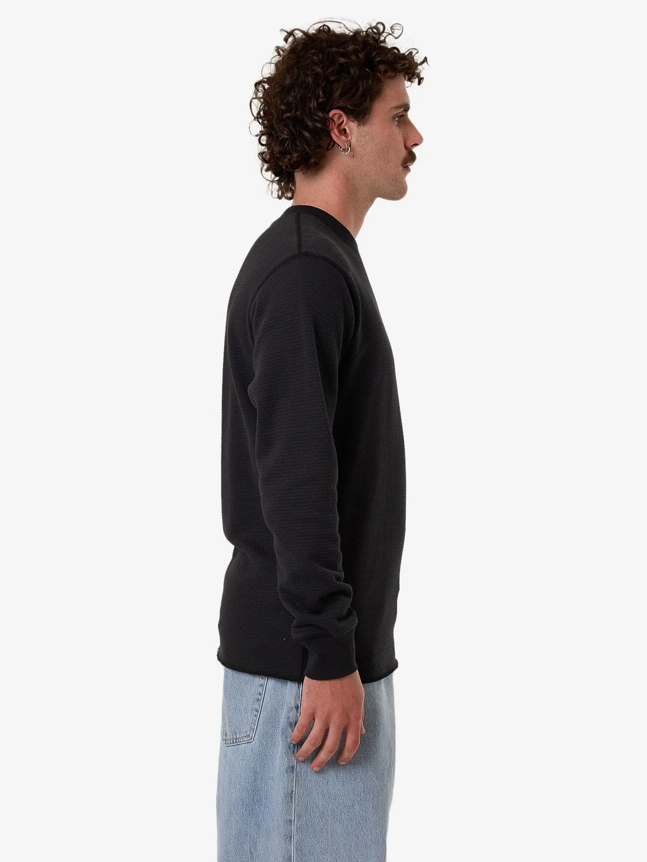 Adapted Waffle Long Sleeve - Faded Black