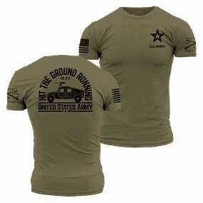 Army Hit The Ground Running T-Shirt - Military Green