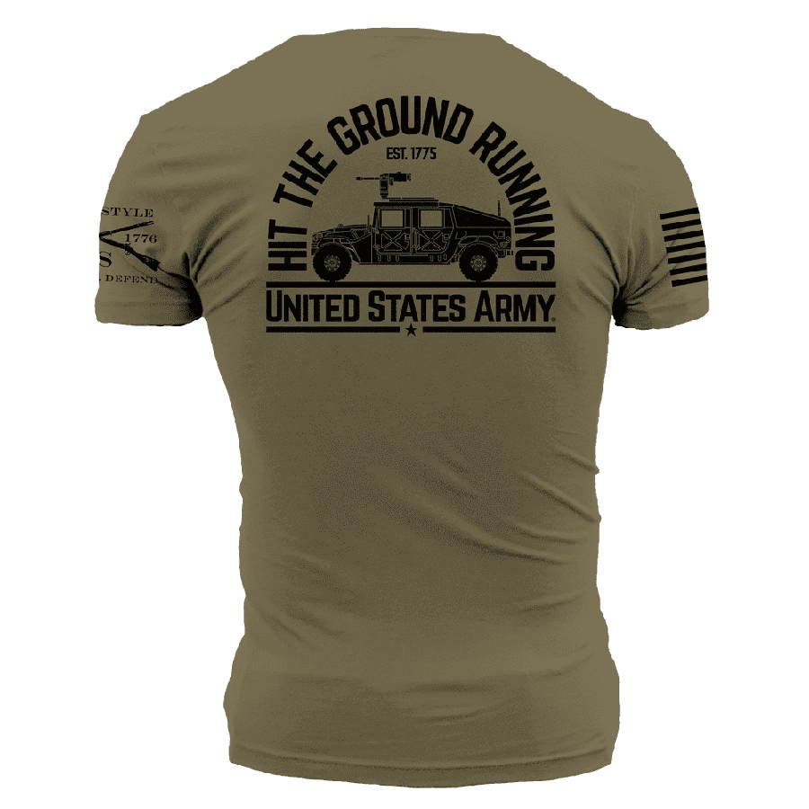 Army Hit The Ground Running T-Shirt - Military Green