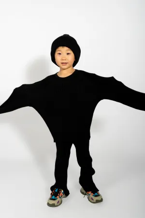 BLACK MERINO KNIT JUMPER