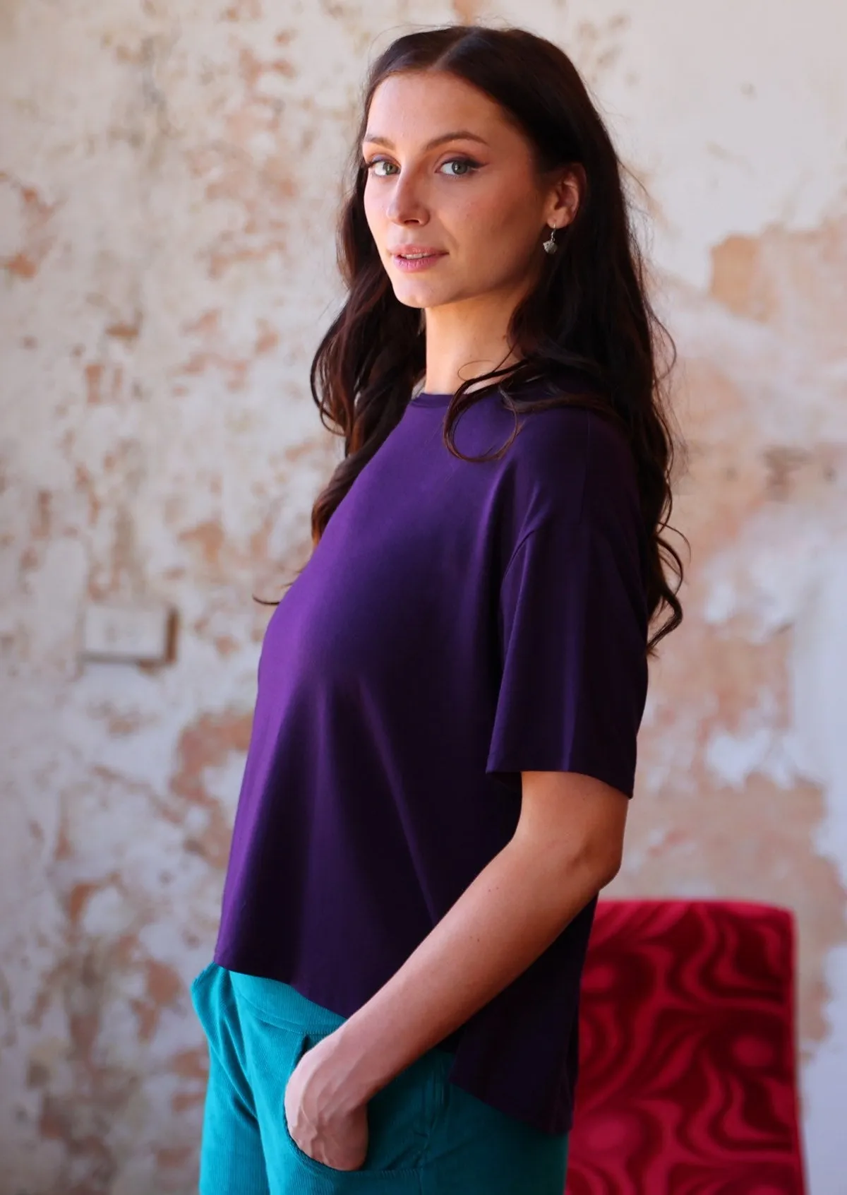 Boxy T-shirt Dark Purple