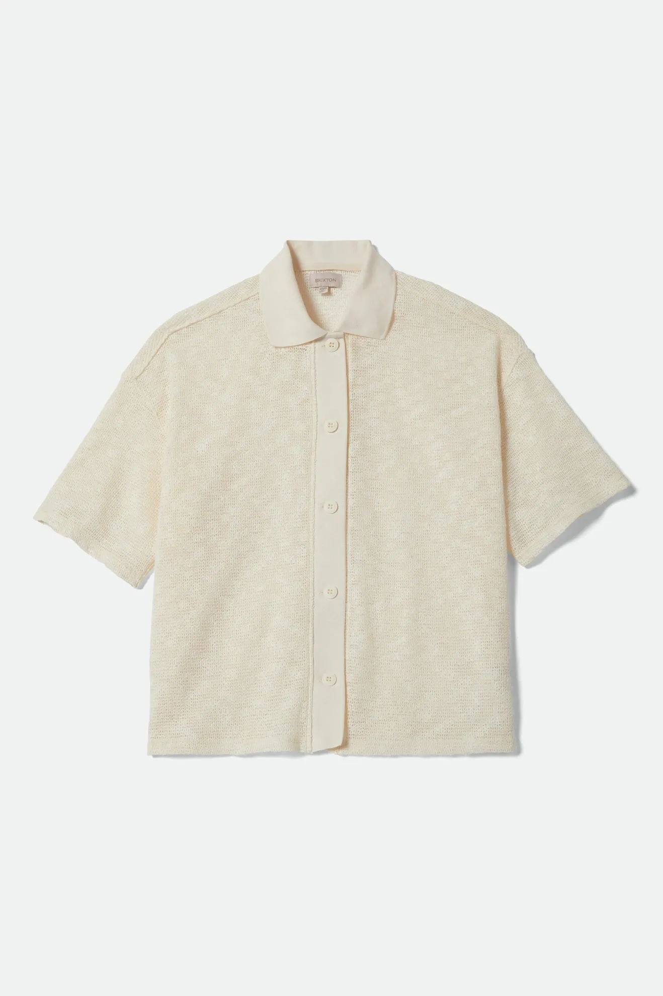 Camp Mesh Button Down S/S Polo Knit - Off White