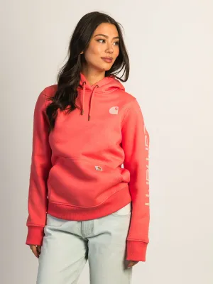 CARHARTT LOGO SLEEVE PULL OVER HOODIE - SALMON