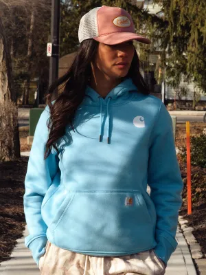 CARHARTT LOGO SLEEVE PULL OVER HOODIE - WATER