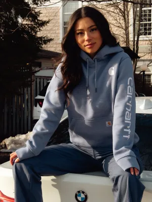 CARHARTT LOGO SLEEVE PULL OVER HOODIE - WISTERIA