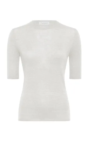 Chryse Knit T-Shirt in Ivory Cashmere Silk with Hemp