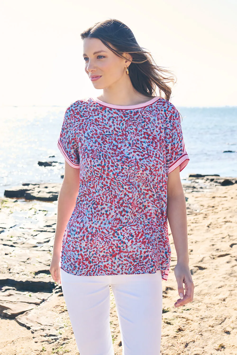 Contrast Print T-Shirt - Multi Abstract Print