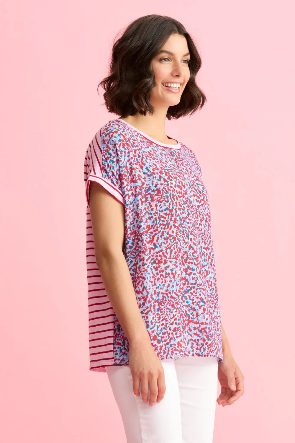Contrast Print T-Shirt - Multi Abstract Print