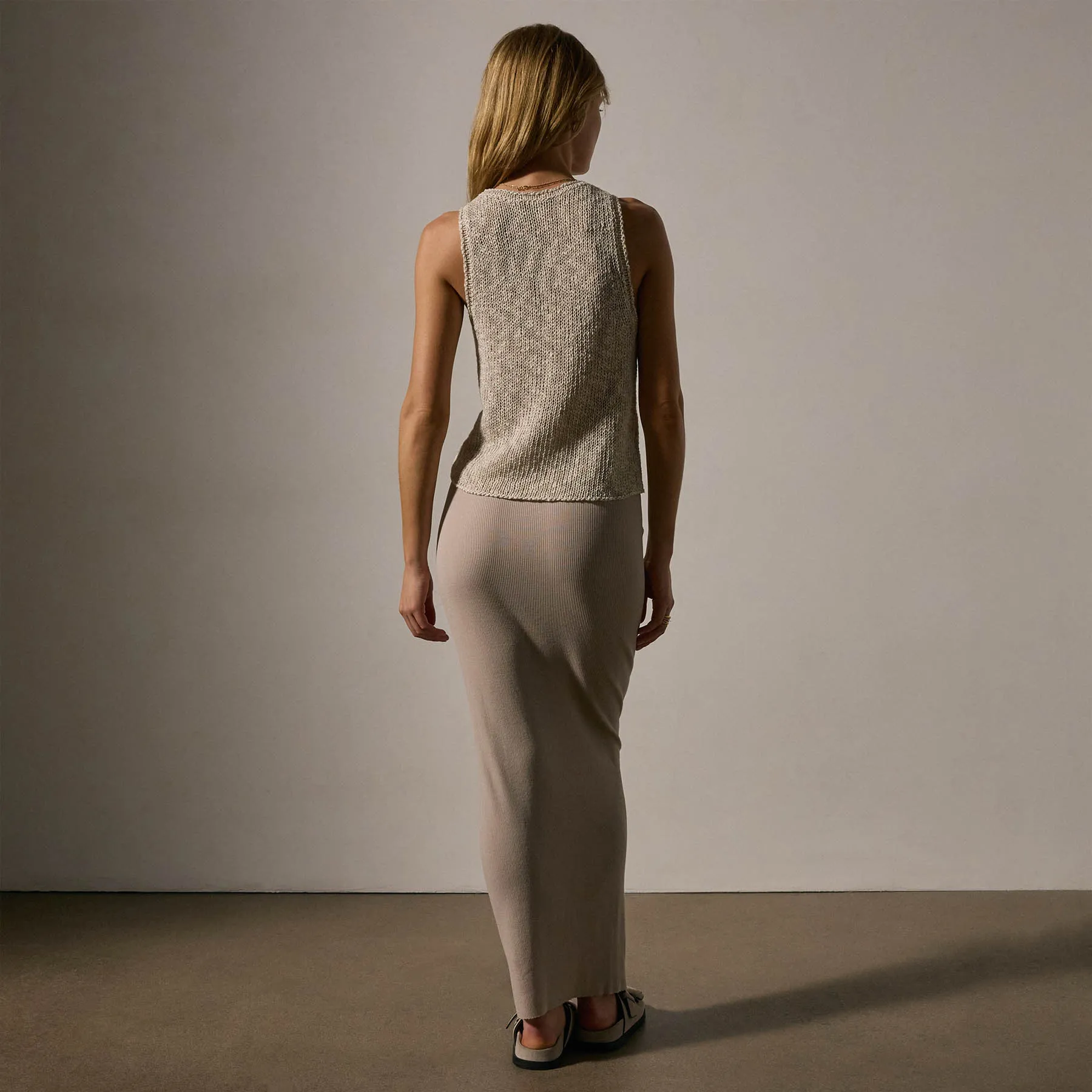 Cotton Linen Knit Tank - Natural