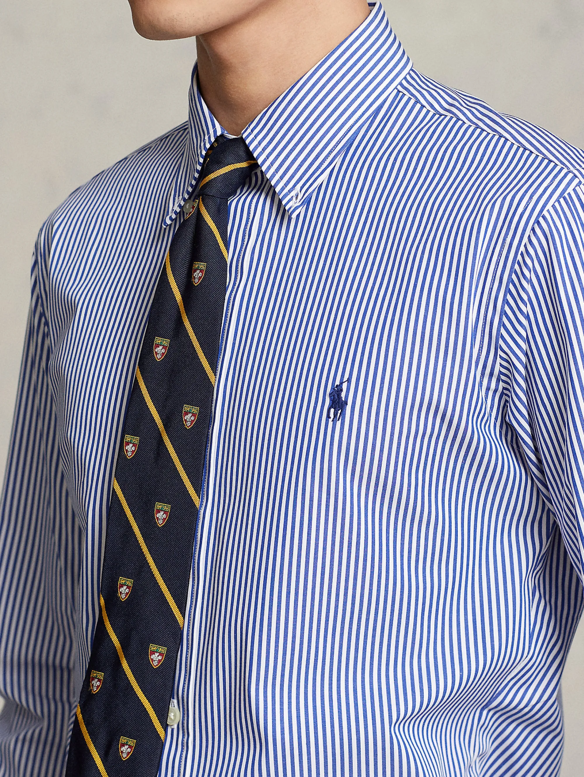 Custom Fit Blue/White Striped Shirt