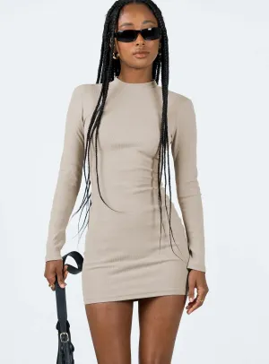 Diani Long Sleeve Mini Dress Beige
