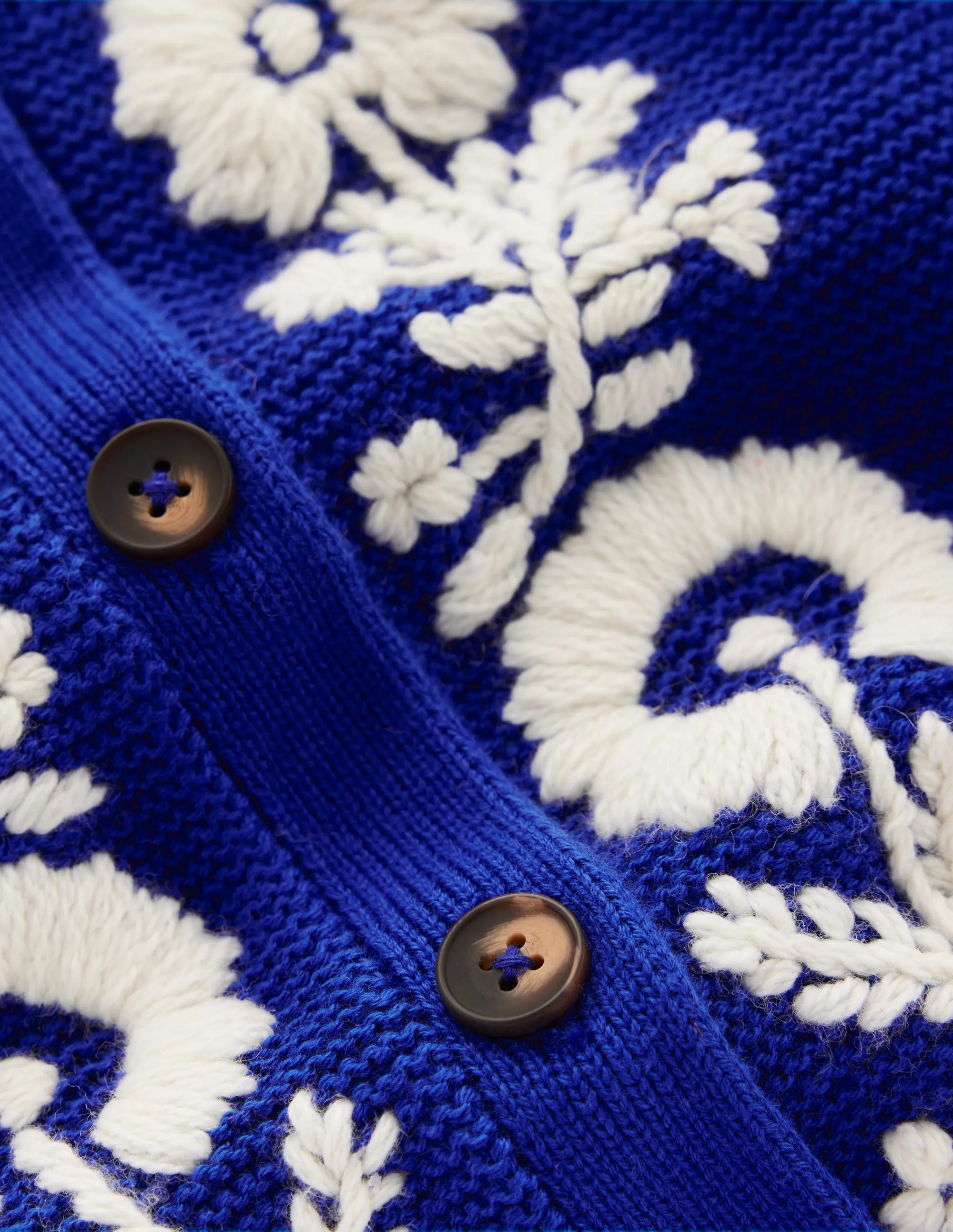 Embroidered T-Shirt Cardigan-Bright Blue. Flowers