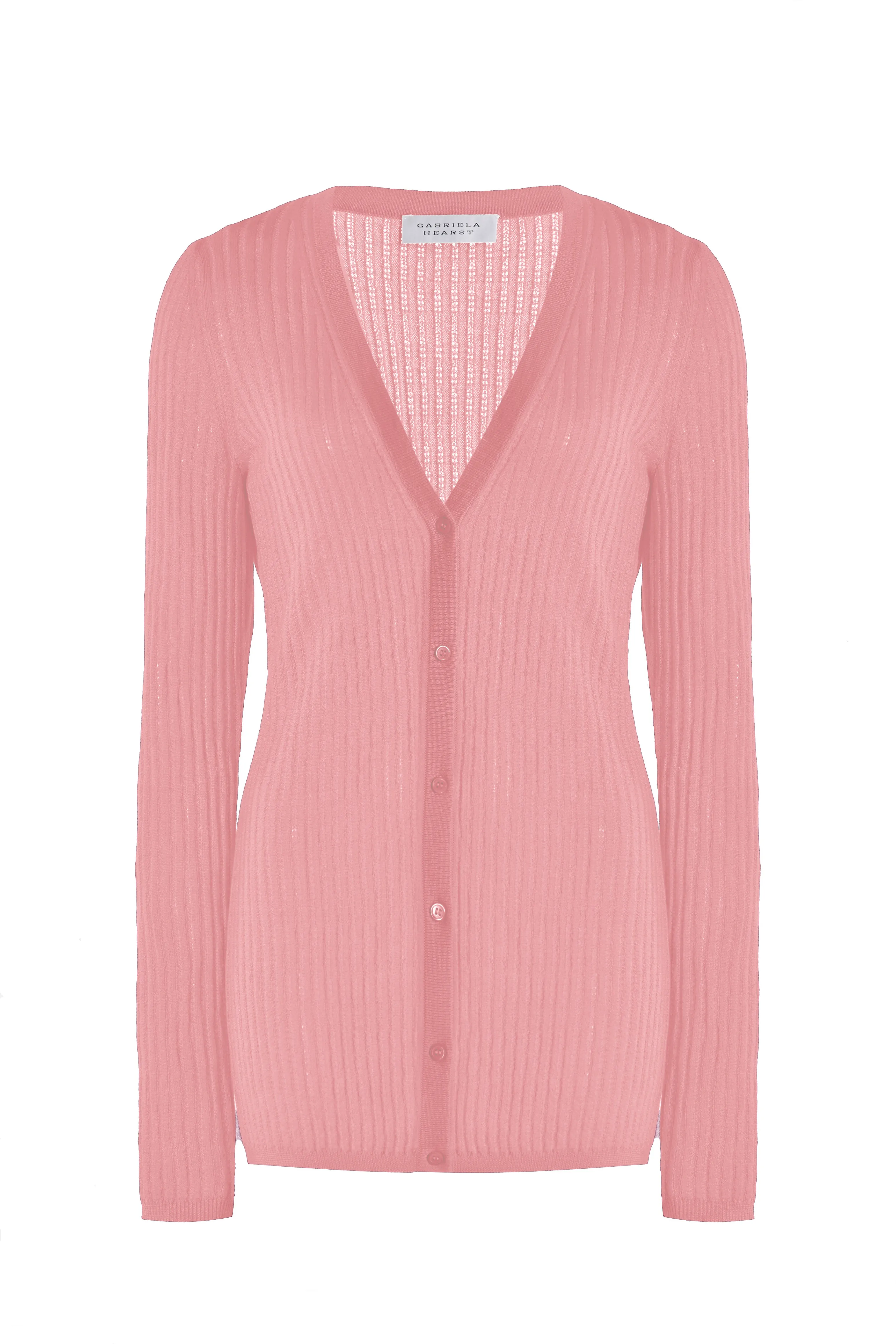 Emma Pointelle Knit Cardigan in Rosa Cashmere Silk