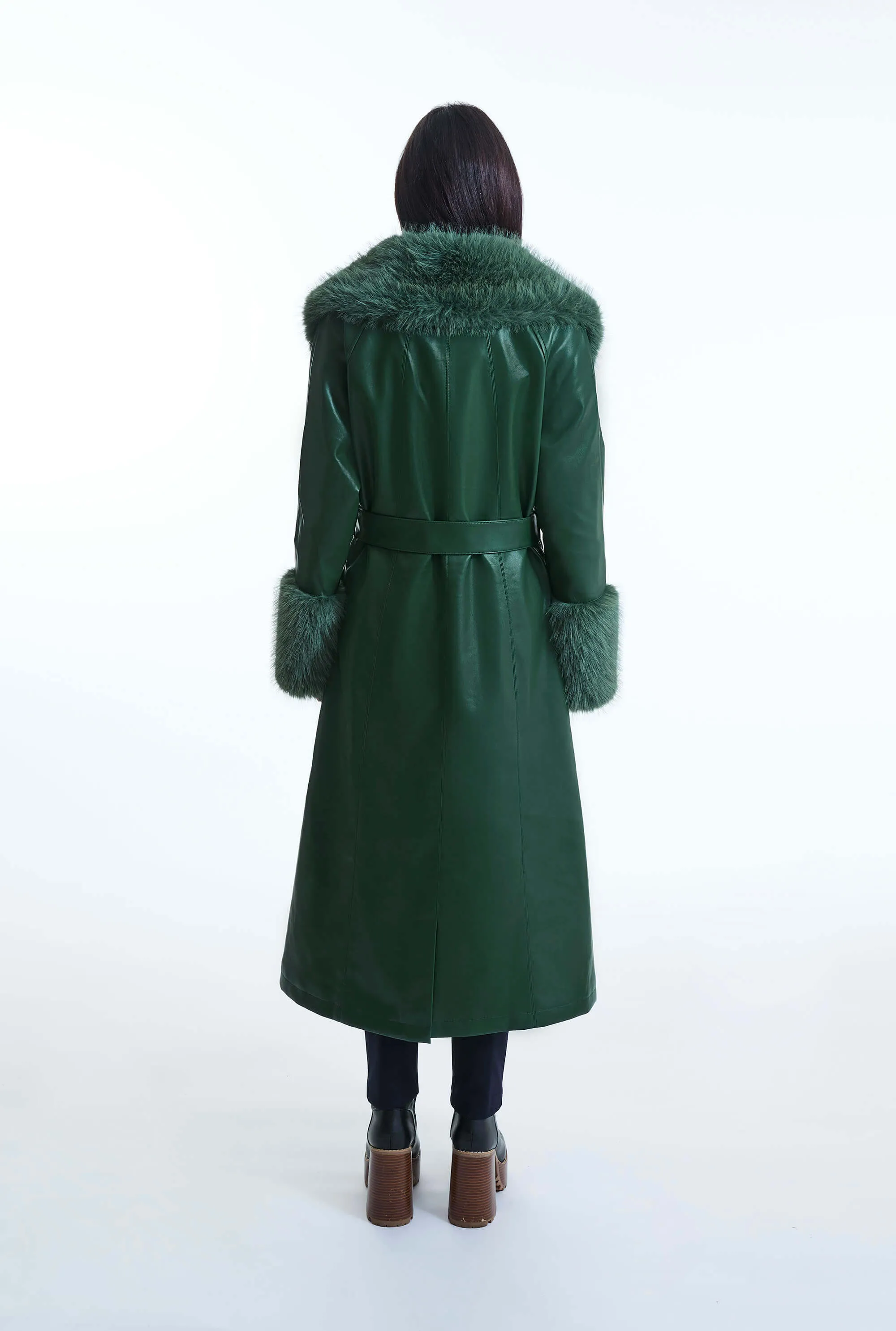 Faux Leather Green Coat