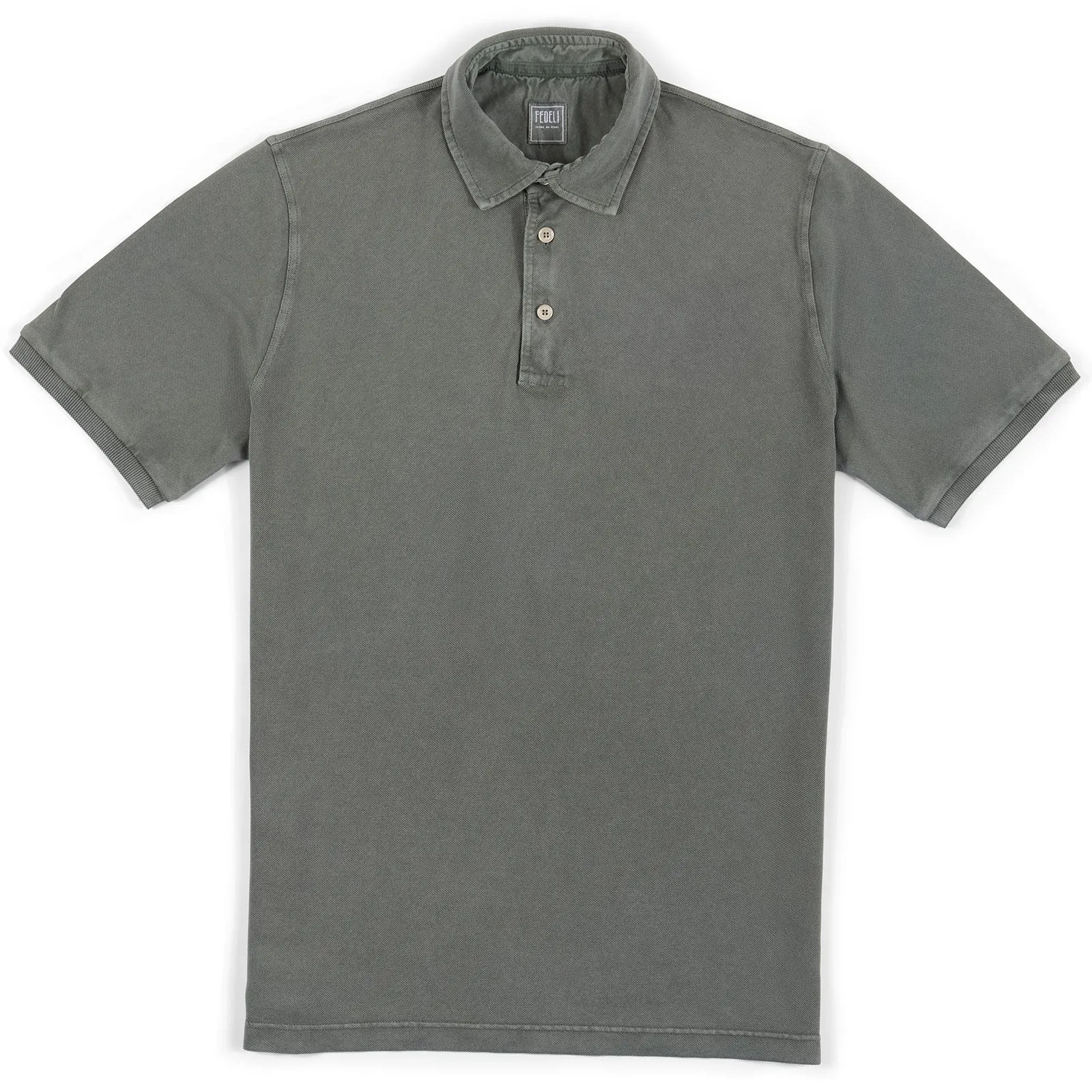 Fedeli Classic Short Sleeve Knitted Piqué Polo Shirt in Sage