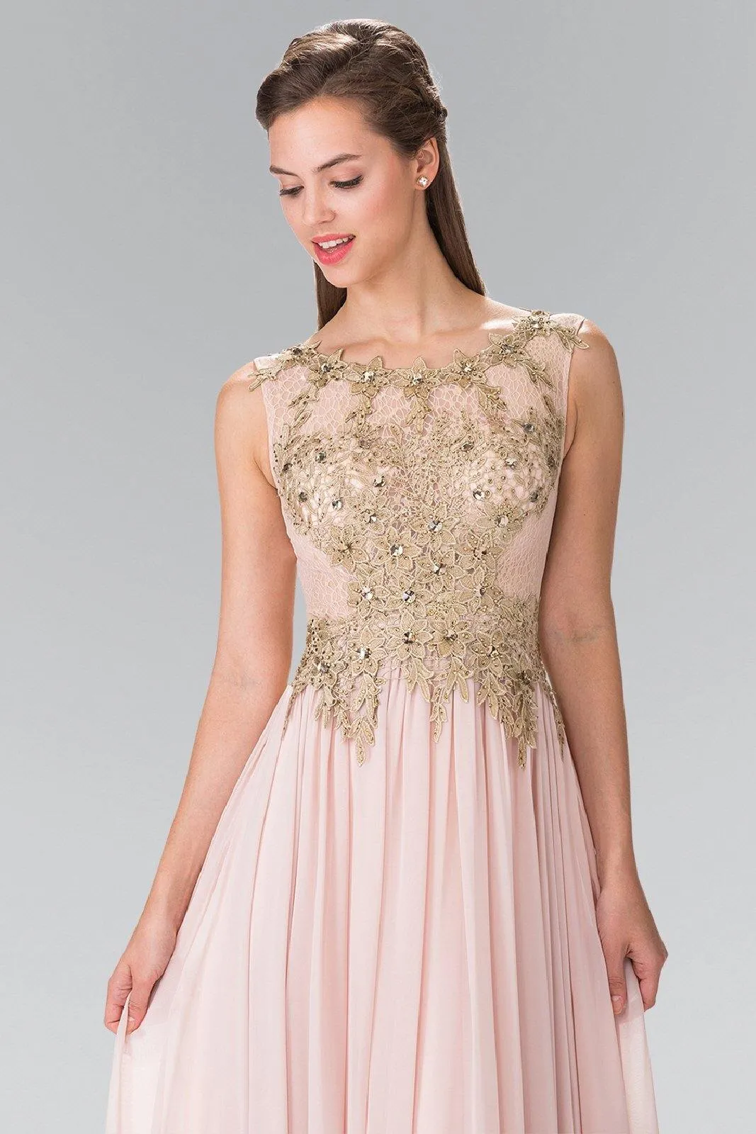 Flower Lace Chiffon Long Prom Dress
