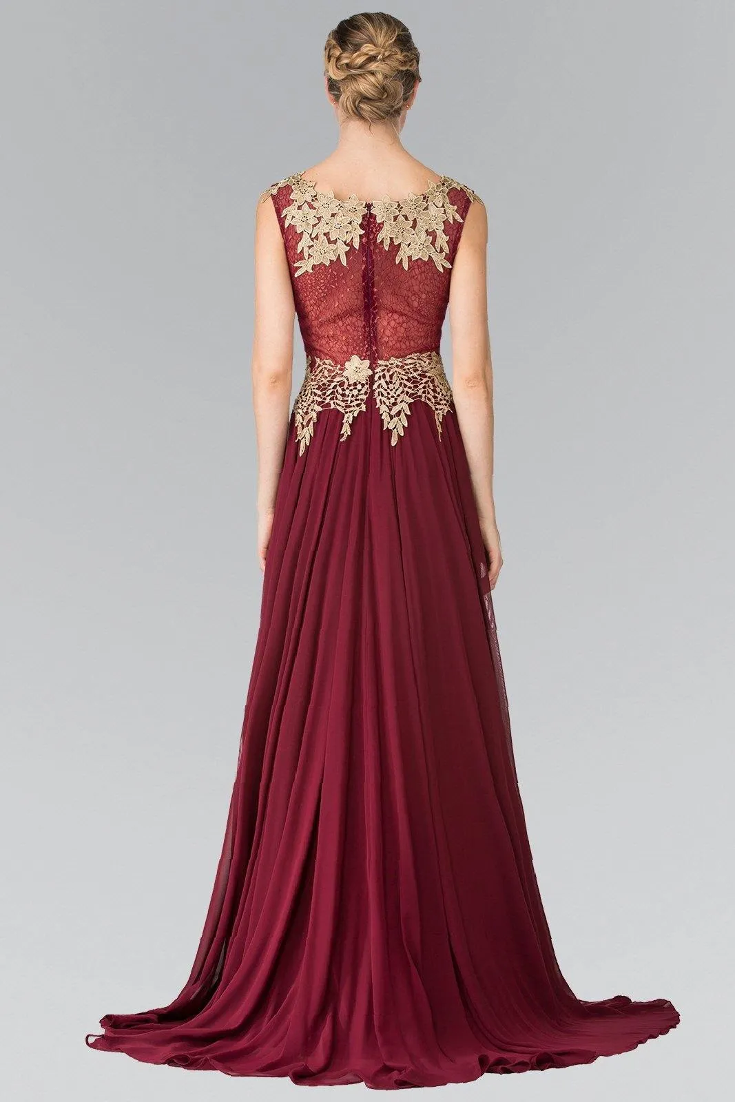 Flower Lace Chiffon Long Prom Dress