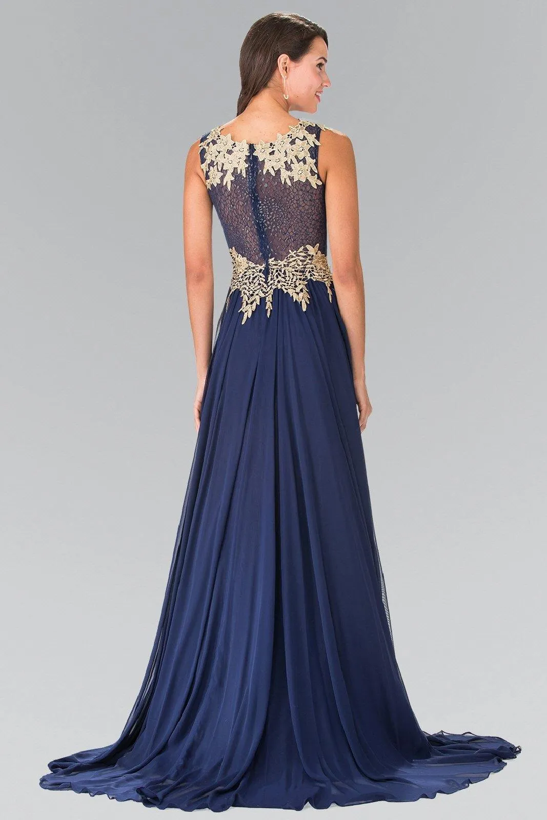 Flower Lace Chiffon Long Prom Dress