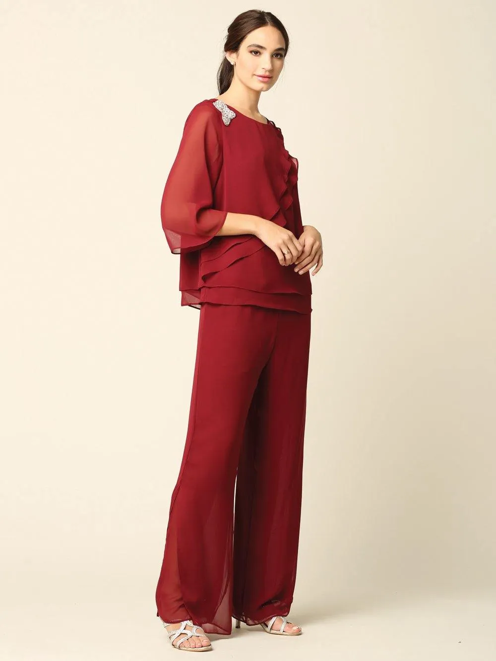 Formal Mother of the Bride Chiffon Pant Suit