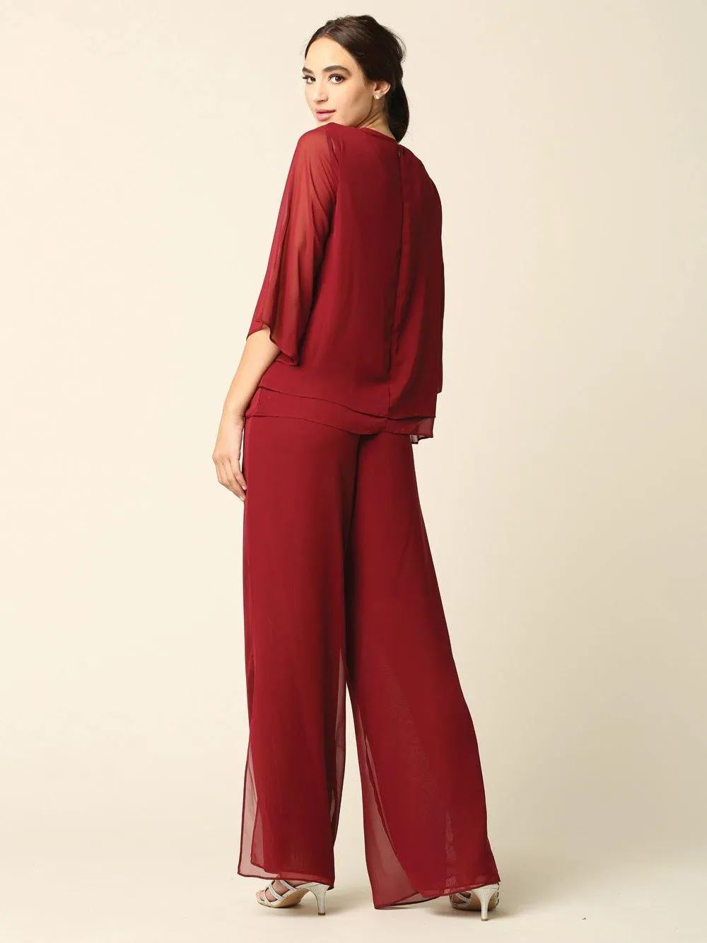 Formal Mother of the Bride Chiffon Pant Suit