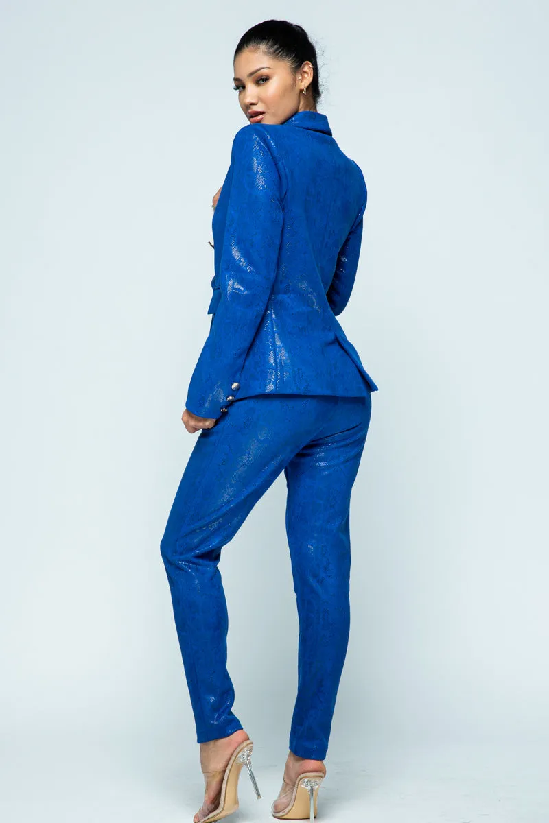 Front Buttons Long Sleeve Jacket Pant Set