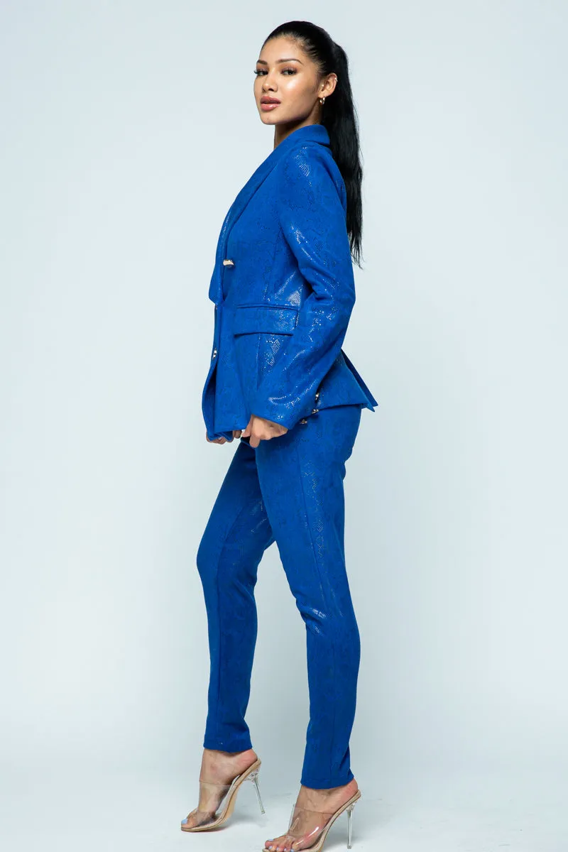 Front Buttons Long Sleeve Jacket Pant Set