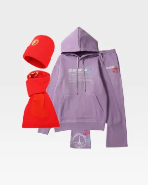 Globetrotter Tracksuit & Beanie Scarf Set in Purple
