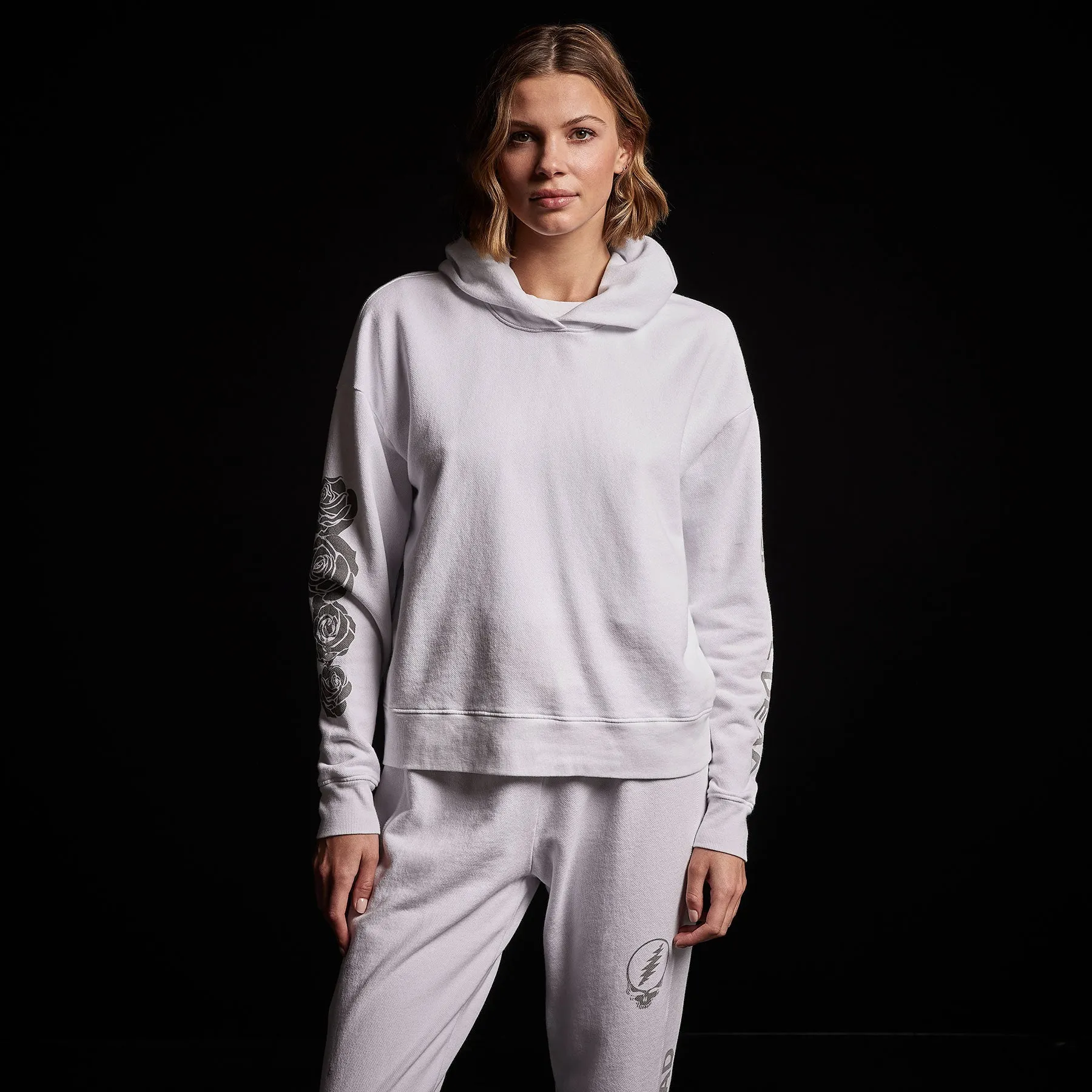 Grateful Dead Rose Hoodie - White/ Grey