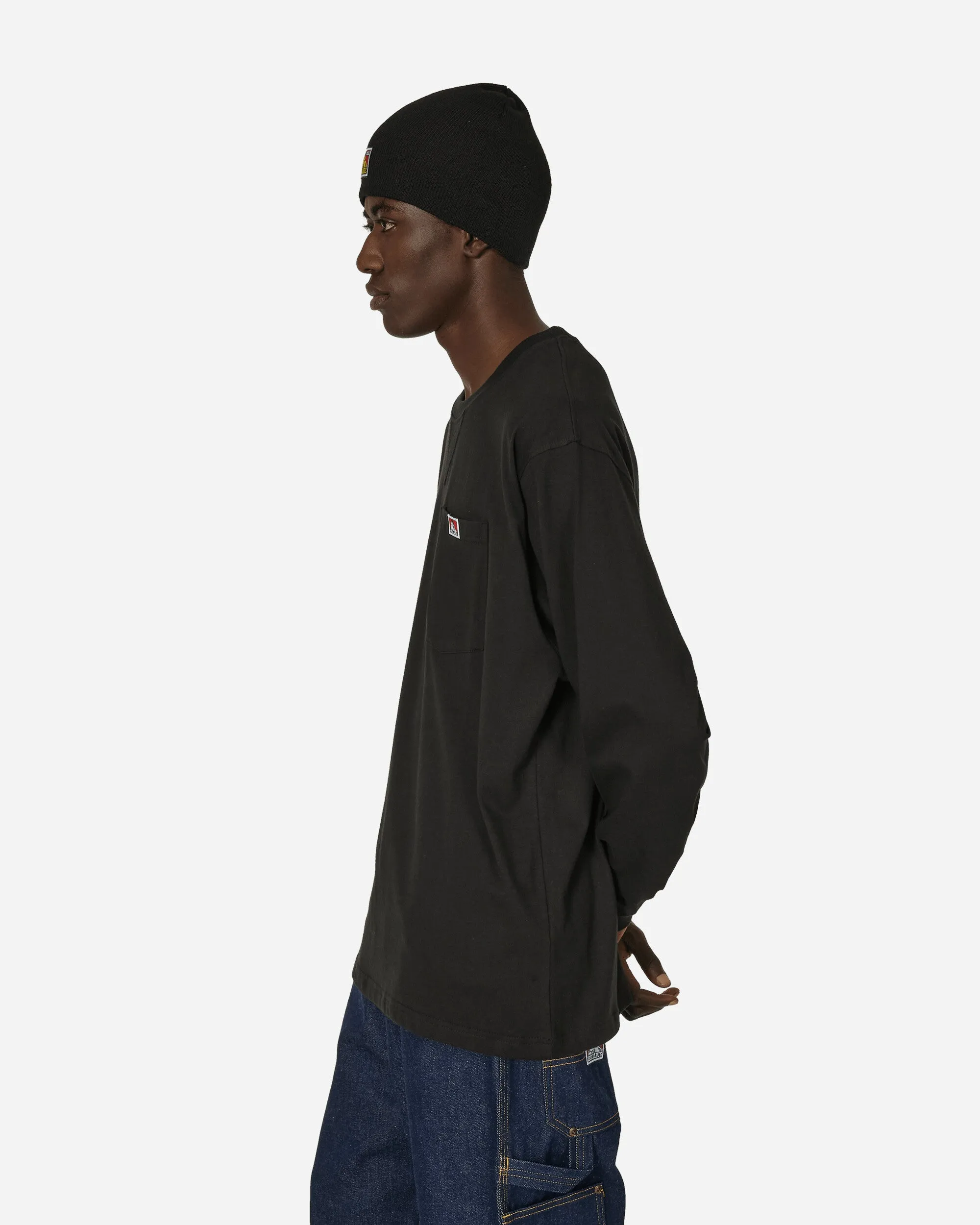Heavy Duty Classic Label Pocket Longsleeve T-Shirt Black