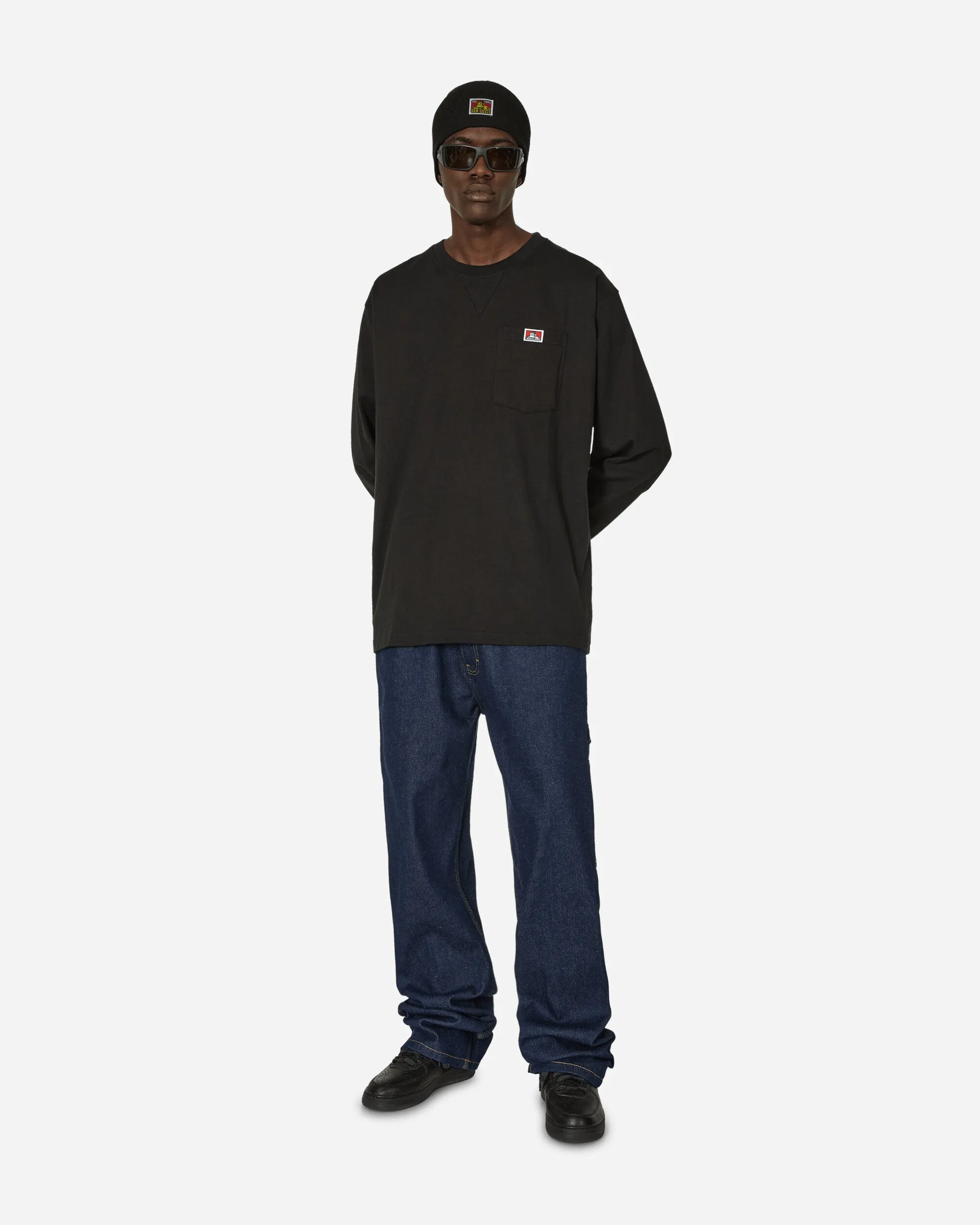 Heavy Duty Classic Label Pocket Longsleeve T-Shirt Black