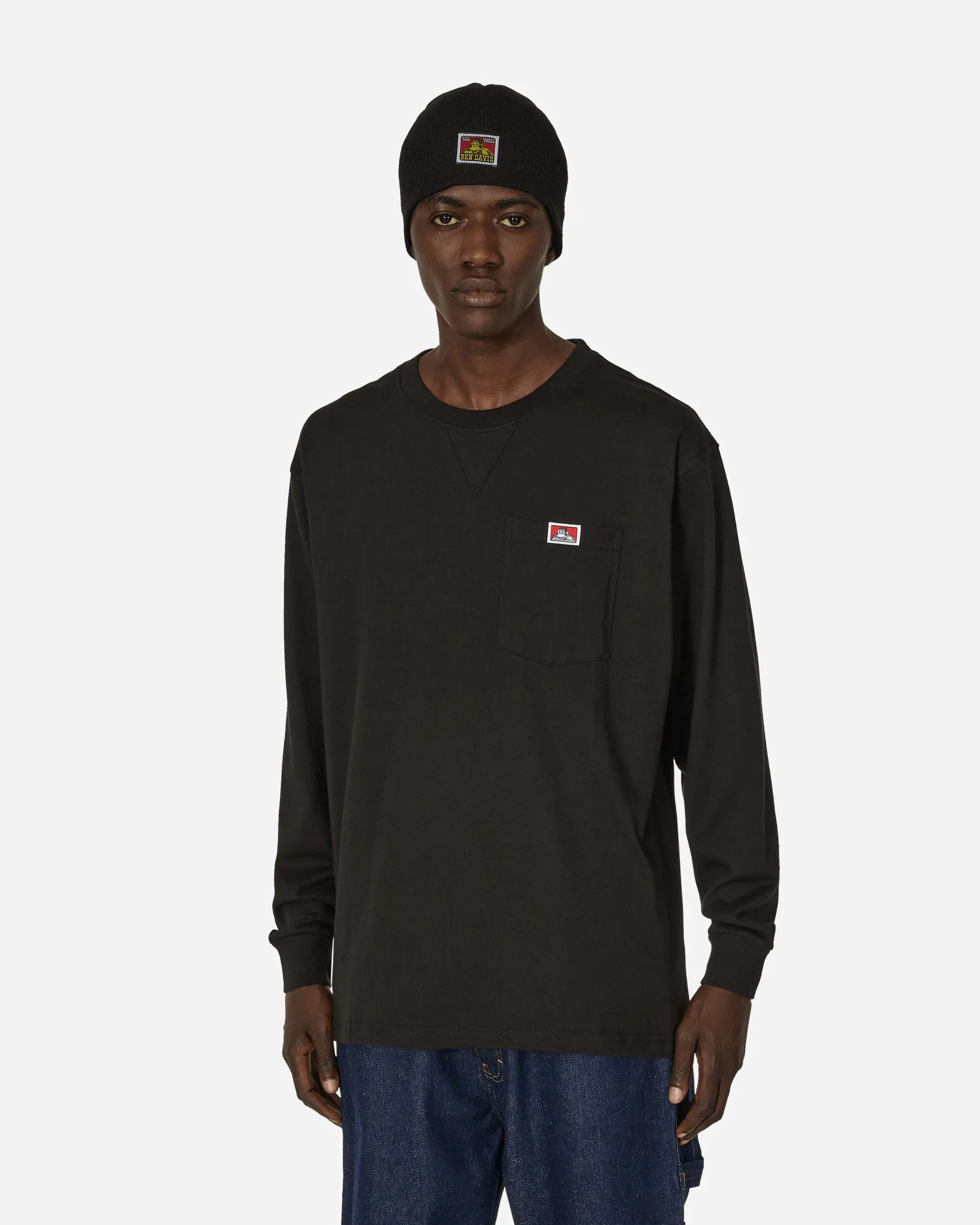 Heavy Duty Classic Label Pocket Longsleeve T-Shirt Black