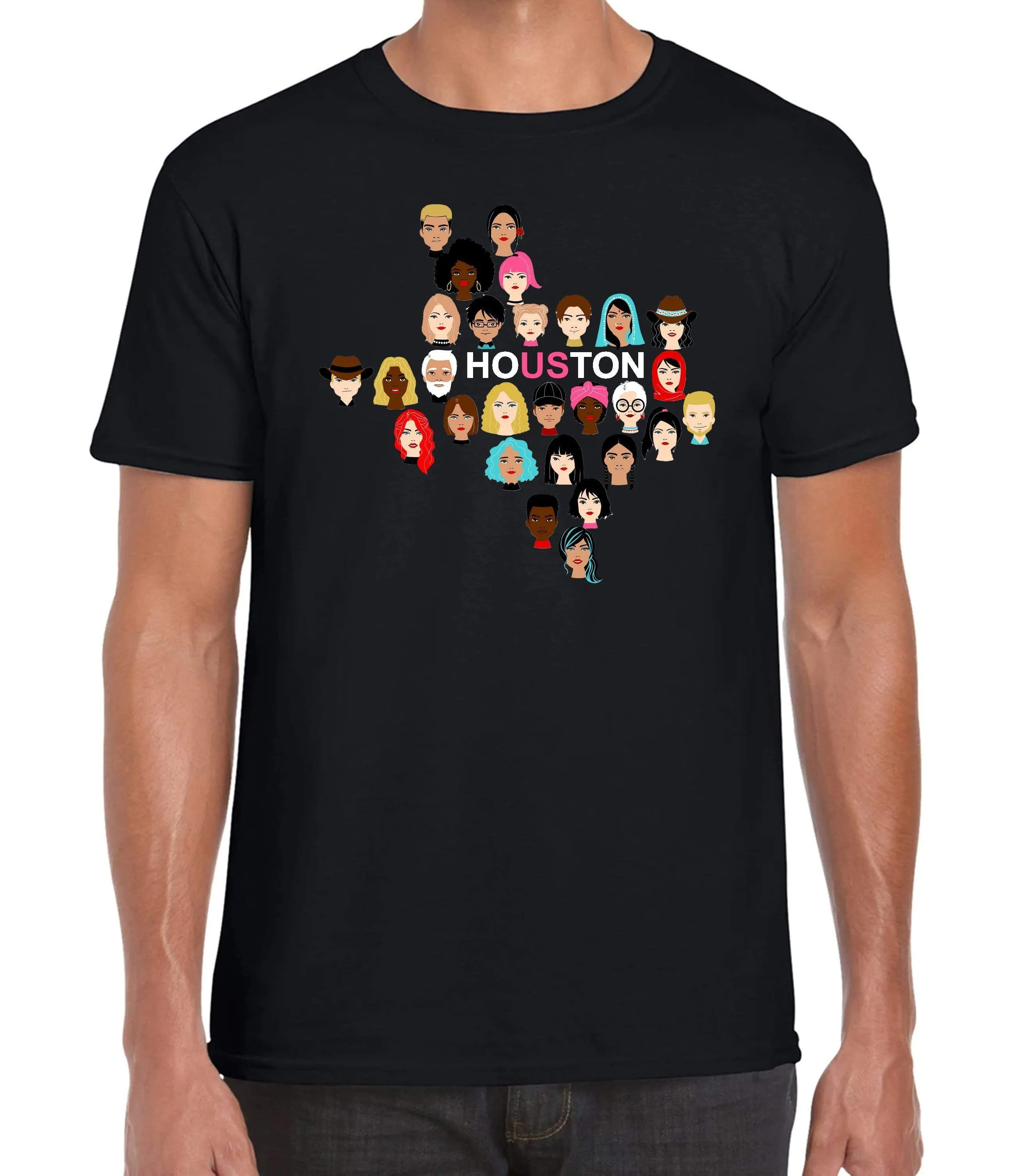 Houston Us T-Shirt in Black