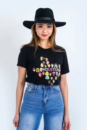 Houston Us T-Shirt in Black