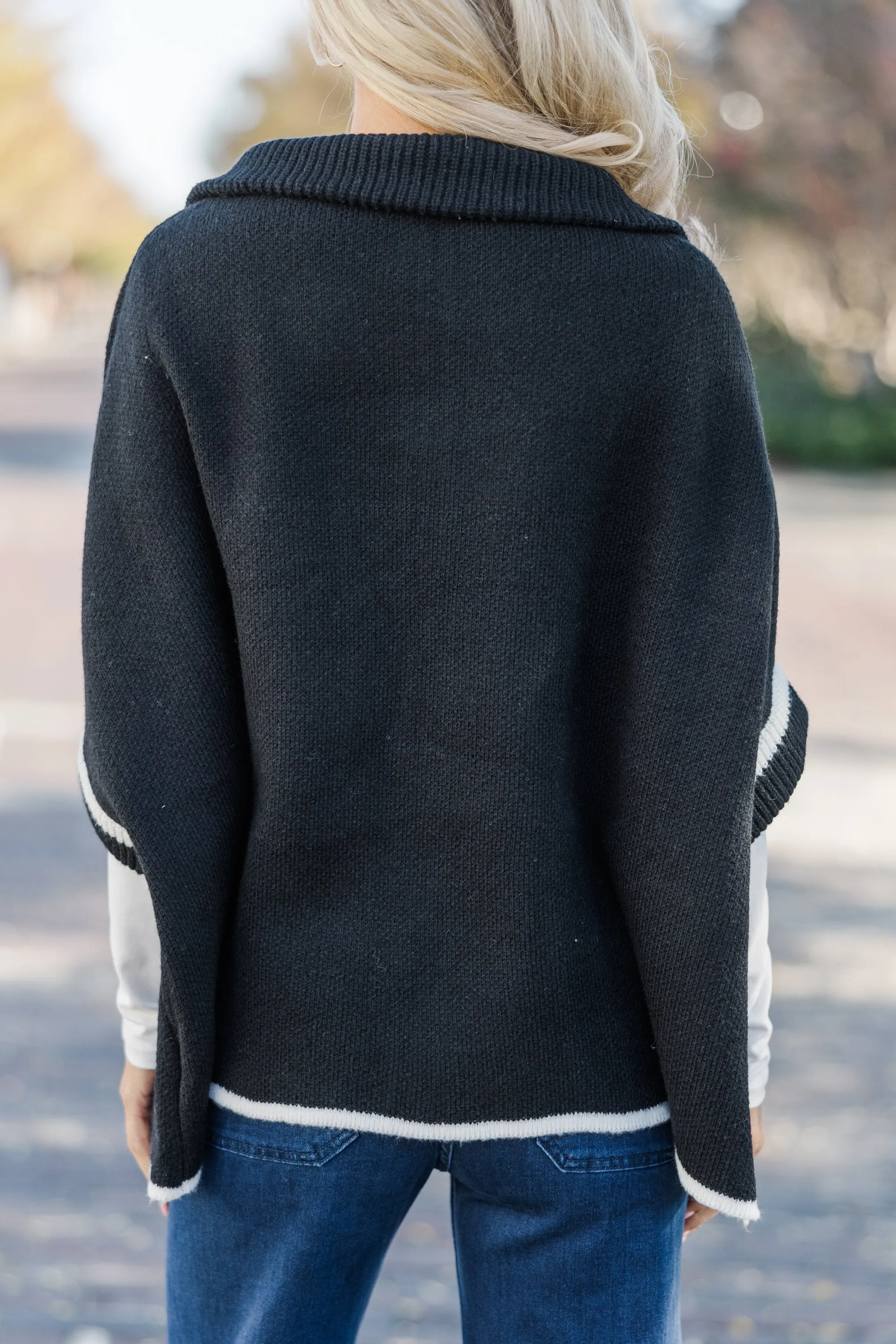 Living The Dream Black Zip Up Poncho