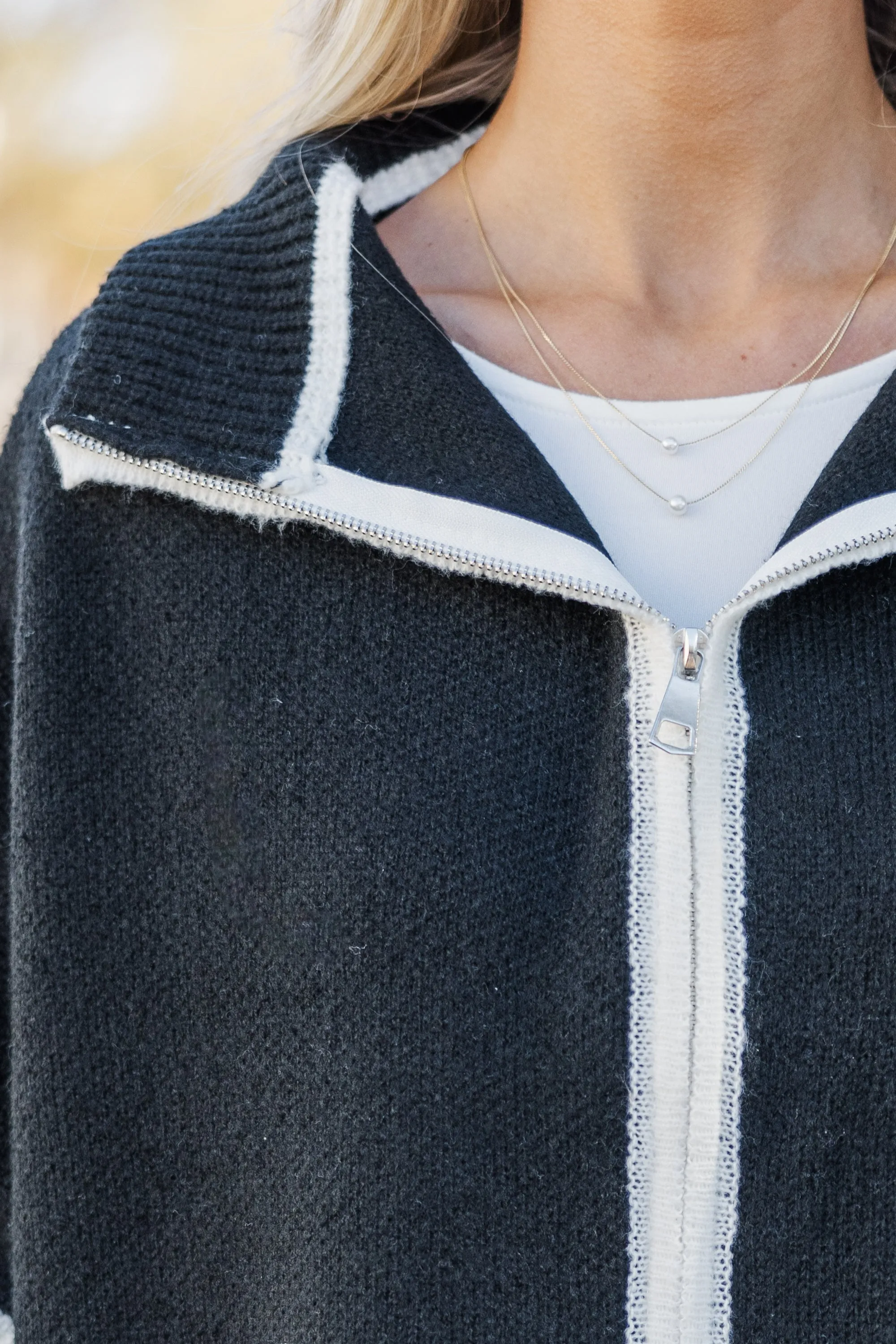 Living The Dream Black Zip Up Poncho