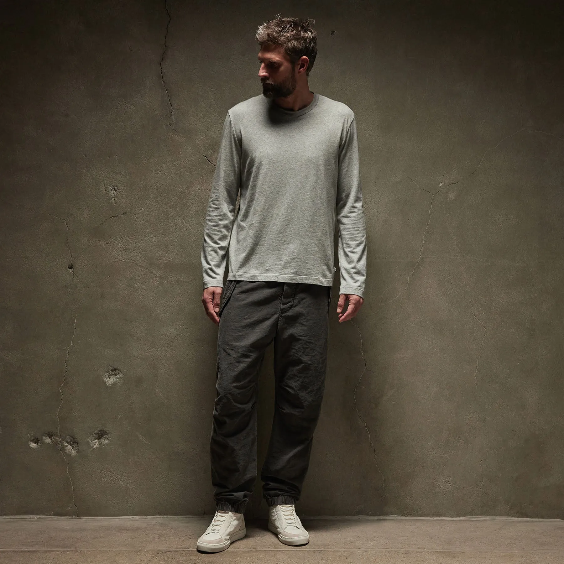 Long Sleeve Crew Neck - Heather Grey