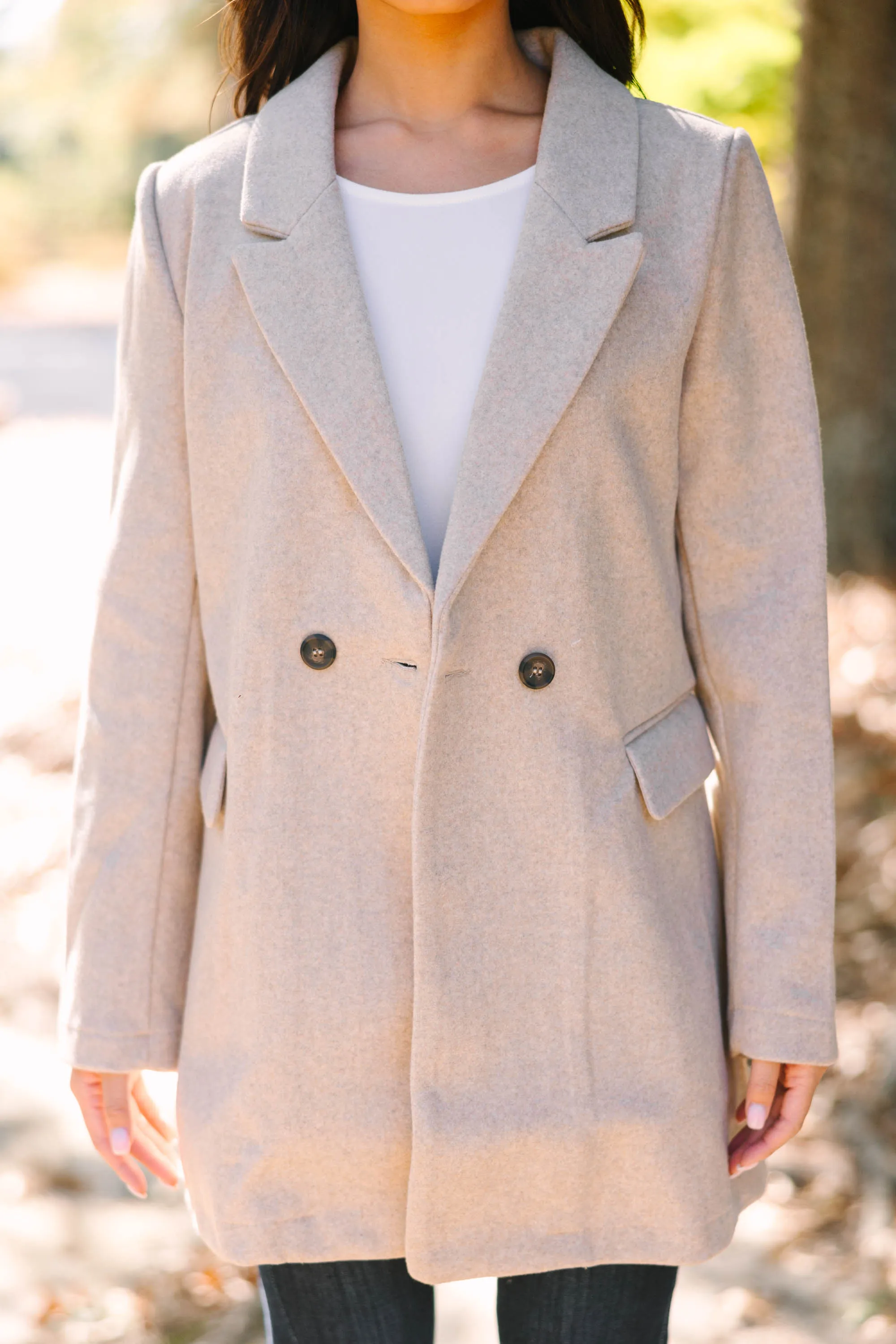 Looking Out Oatmeal Brown Fleece Coat