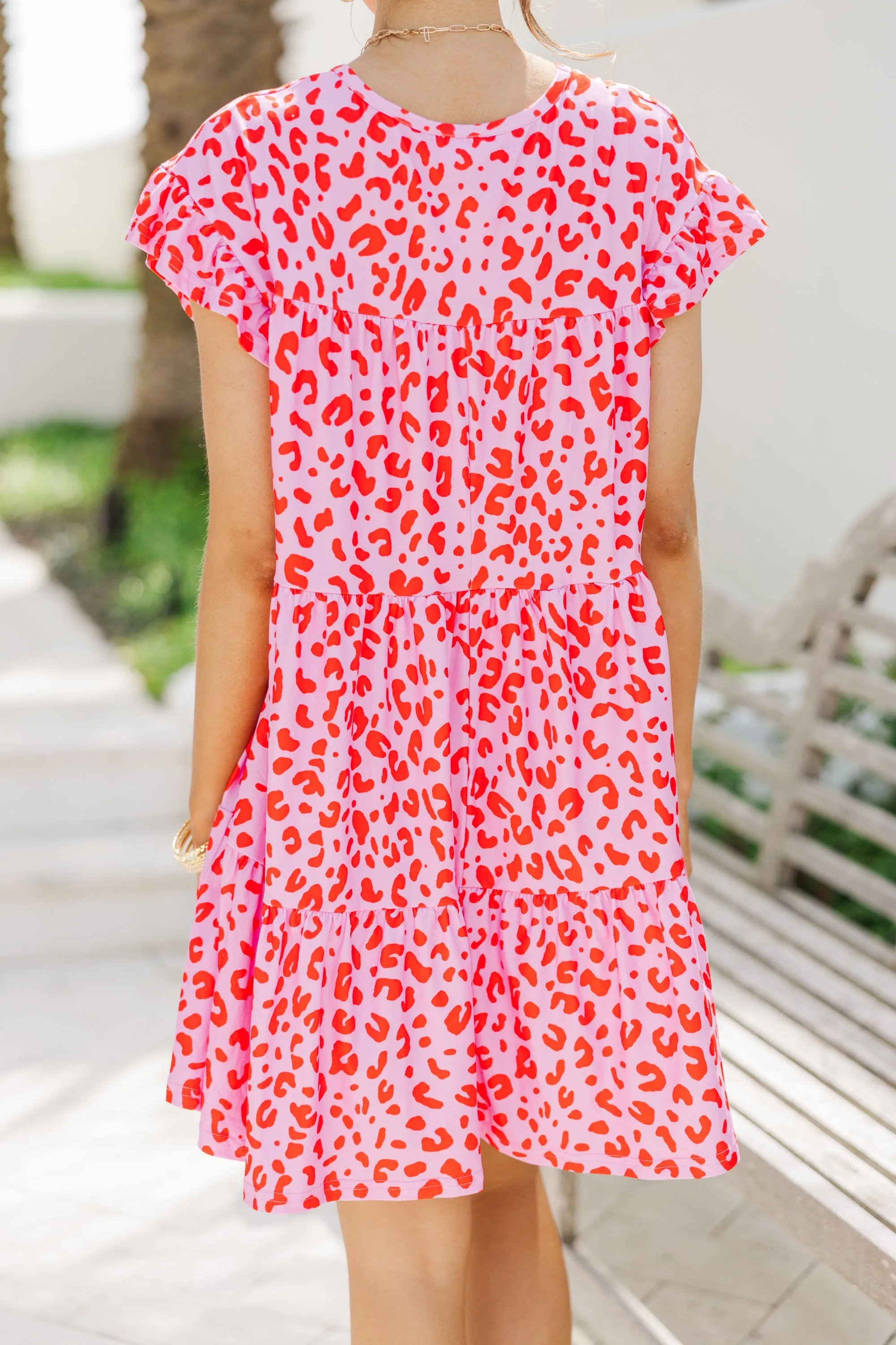 Loose My Breath Fuchsia Pink Leopard Babydoll Dress