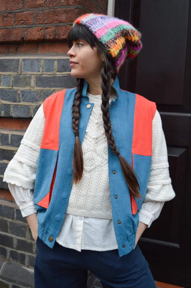 Lowie Cotton Linen Tomato Washed Blue Gilet