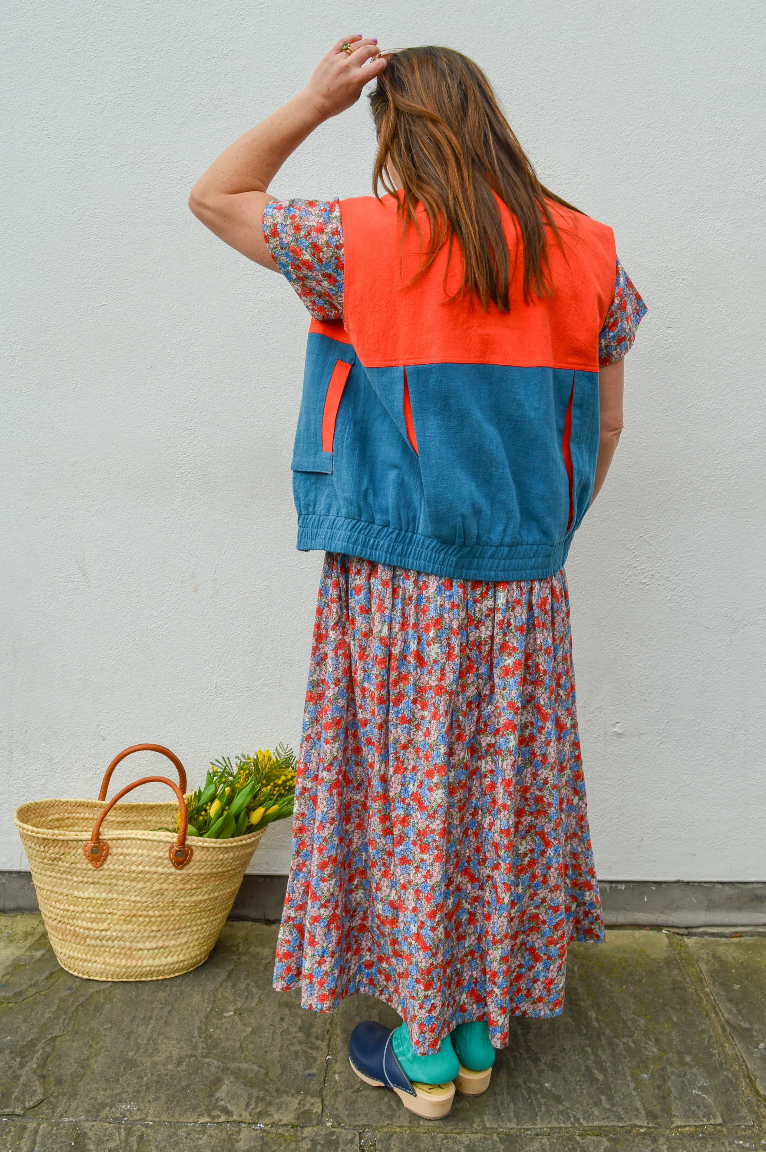 Lowie Cotton Linen Tomato Washed Blue Gilet
