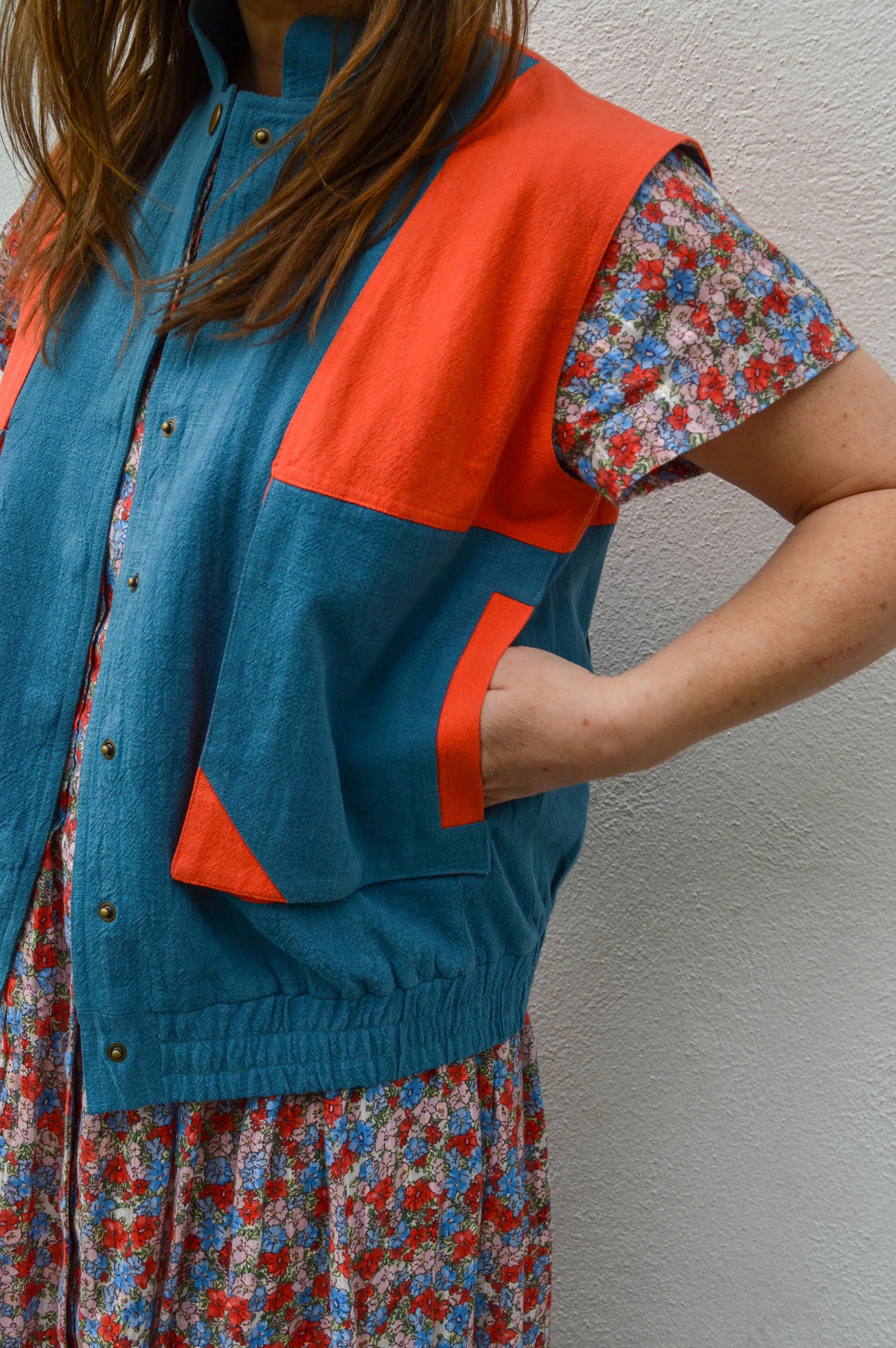 Lowie Cotton Linen Tomato Washed Blue Gilet