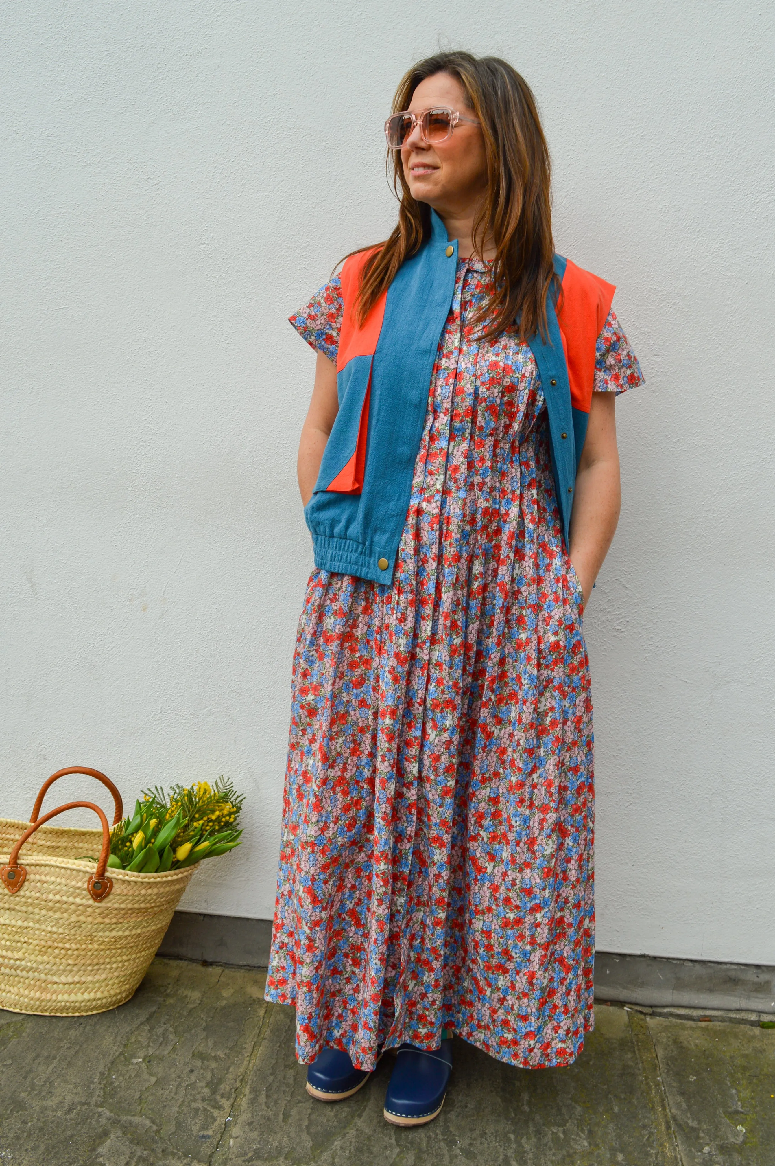 Lowie Cotton Linen Tomato Washed Blue Gilet