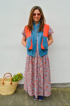 Lowie Cotton Linen Tomato Washed Blue Gilet