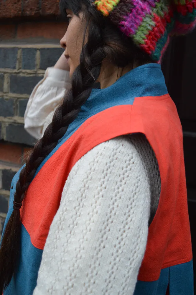 Lowie Cotton Linen Tomato Washed Blue Gilet